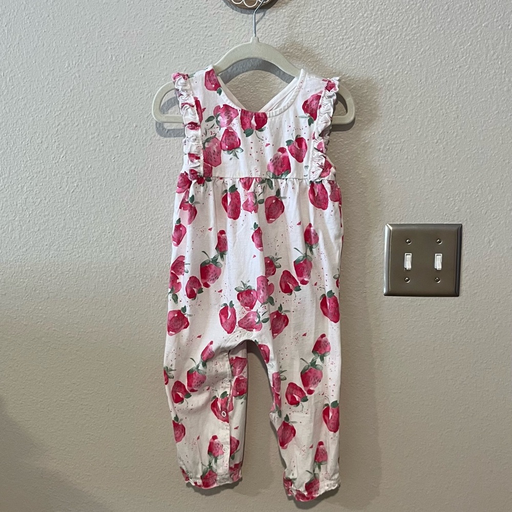 Burt's Bees Baby White and Red Strawberry Romper